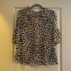 Alice and olivia sheer leopard top